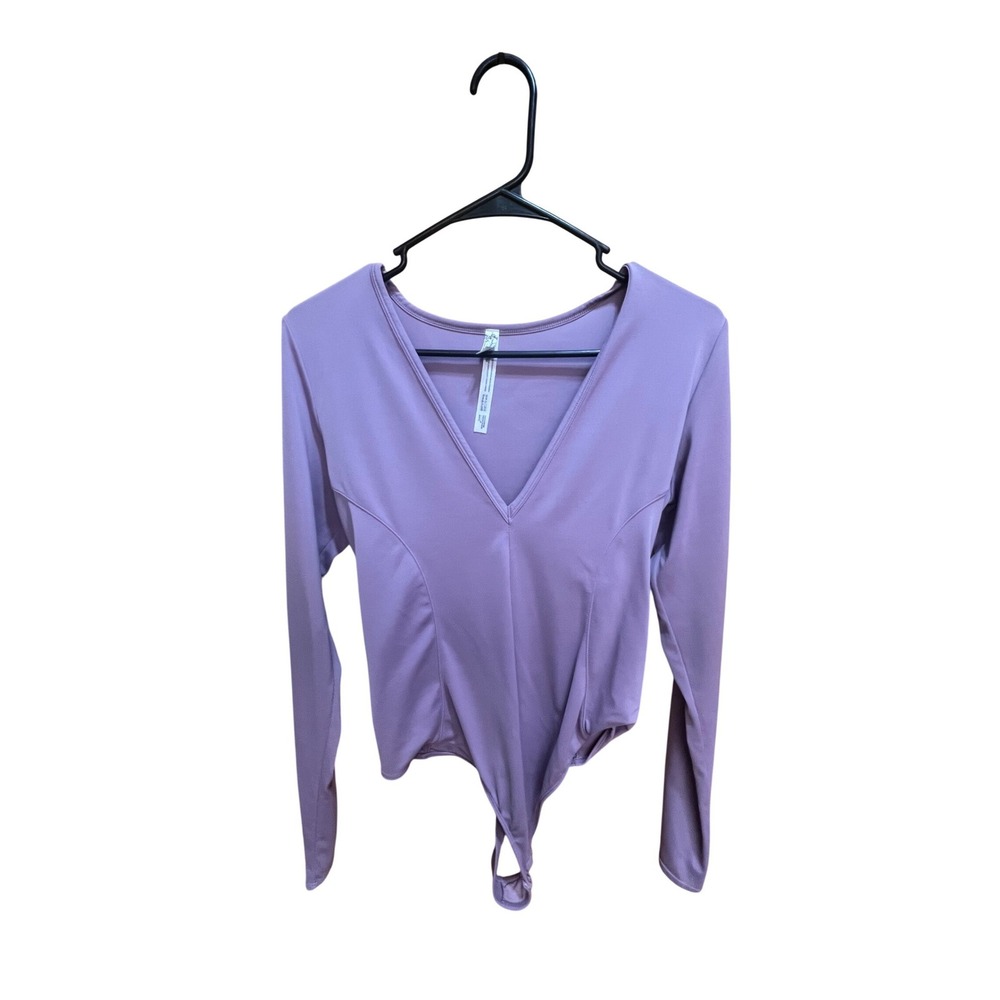 Intimately Free People‎ Purple V-Neck Long Sleeve Bodysuit Large OB1411210